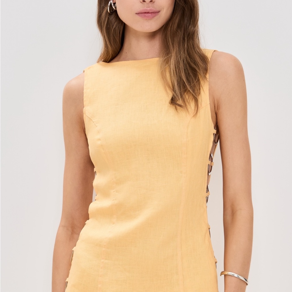 Sleeveless Mini Dress with Ring Side Cutouts - Yellow - Picture 7 of 12
